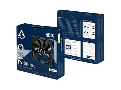 ARCTIC 92 mm F9 Silent Case Fan Very quiet motor Computer Almost inaudible Push- or Pull Configuration Black Model ACFAN00211A