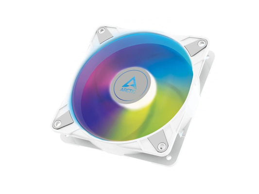 ARCTIC P12 PWM PST A-RGB 0dB - Case Fan, 120 mm PWM case Fan Optimized for Static Pressure, Semi-Passive: 0-2000 RPM, 5V 3 pin ARGB LED, Single Fan - White