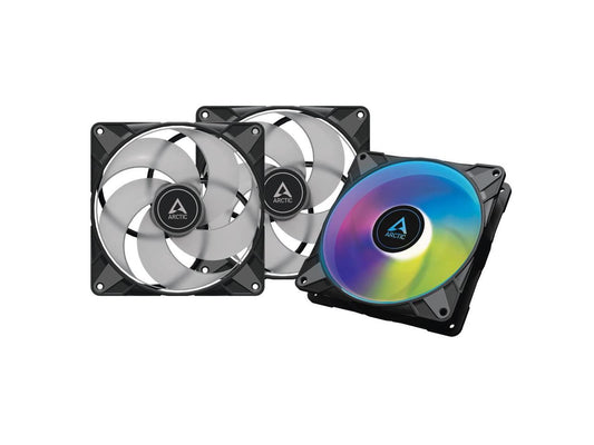 ARCTIC P14 PWM PST A-RGB 0dB (3 Pack) - Case Fan, 140 mm PWM, Optimised for Static Pressure, Semi-Passive: 0-1900 RPM, 5V 3 Pin A-RGB LED - Black Model ACFAN00257A