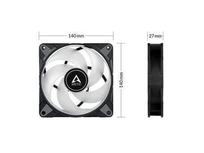 ARCTIC P14 PWM PST A-RGB 0dB - Case Fan, 140 mm PWM, Optimised for Static Pressure, Semi-Passive: 0-1900 RPM, 5V 3 Pin A-RGB LED, Single Fan - Black Model ACFAN00239A
