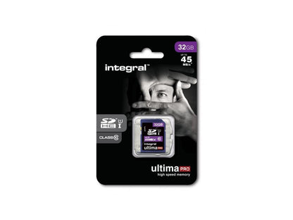 Integral 32GB Ultima Pro SDHC UHS-1 Memory Card Class 10 High Speed 45MB\Sec Model INSDH32G10-45