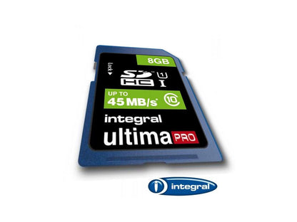 Integral 8GB Ultima Pro SDHC UHS-1 Memory Card Class 10 High Speed 45MB\Sec Model INSDH8G10-45