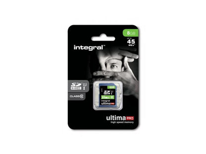 Integral 8GB Ultima Pro SDHC UHS-1 Memory Card Class 10 High Speed 45MB\Sec Model INSDH8G10-45
