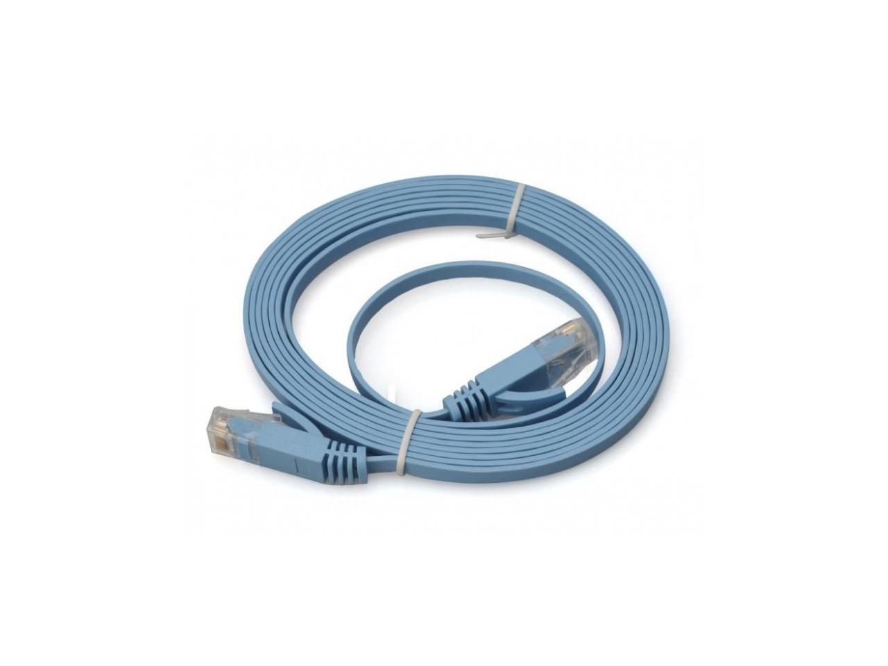 NEON Network Cable CAT6 RJ45 UTP Flat Snagless 15ft Blue. Model Cat6e-5m-LBLSN