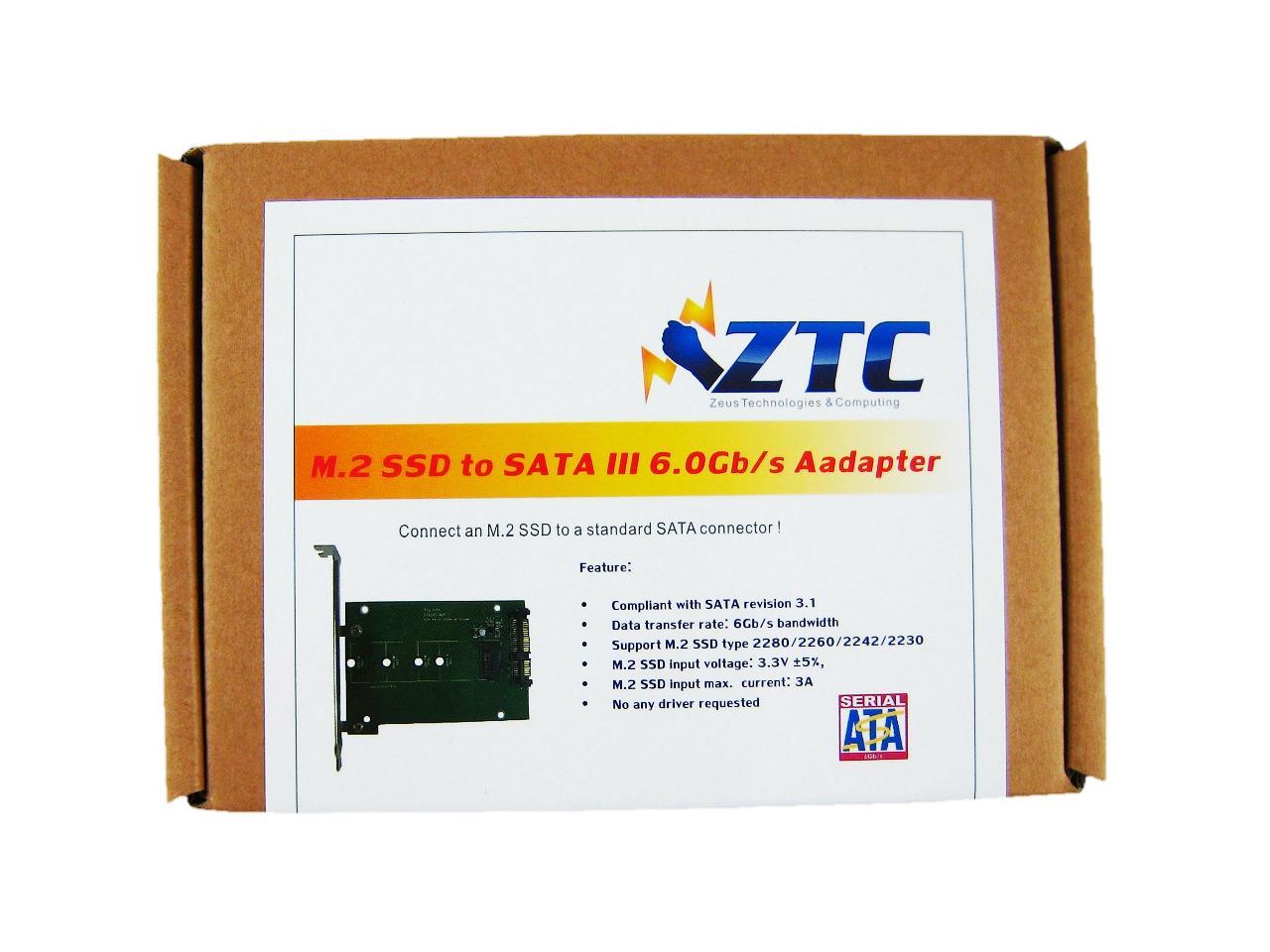 ZTC Thunder Board M.2 NGFF SSD to SATA III Board Adapter. Multi Size Fit with High Speed 6.0GB/s. Model ZTC-AD001
