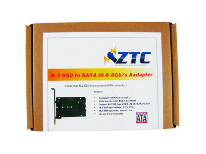 ZTC Thunder Board M.2 NGFF SSD to SATA III Board Adapter. Multi Size Fit with High Speed 6.0GB/s. Model ZTC-AD001