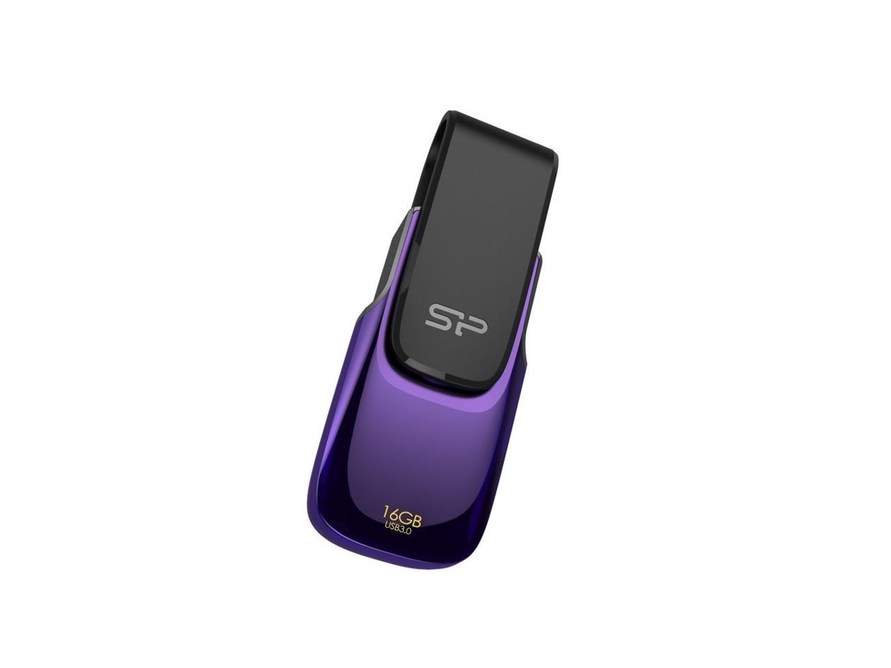 Silicon Power 16GB Blaze B31 USB3.0 Swivel Cap Flash Drive Black/Purple Edition Model SP016GBUF3B31V1U