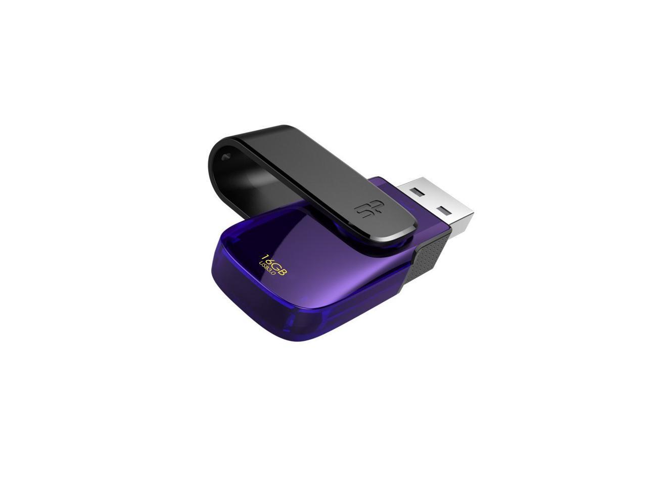 Silicon Power 16GB Blaze B31 USB3.0 Swivel Cap Flash Drive Black/Purple Edition Model SP016GBUF3B31V1U