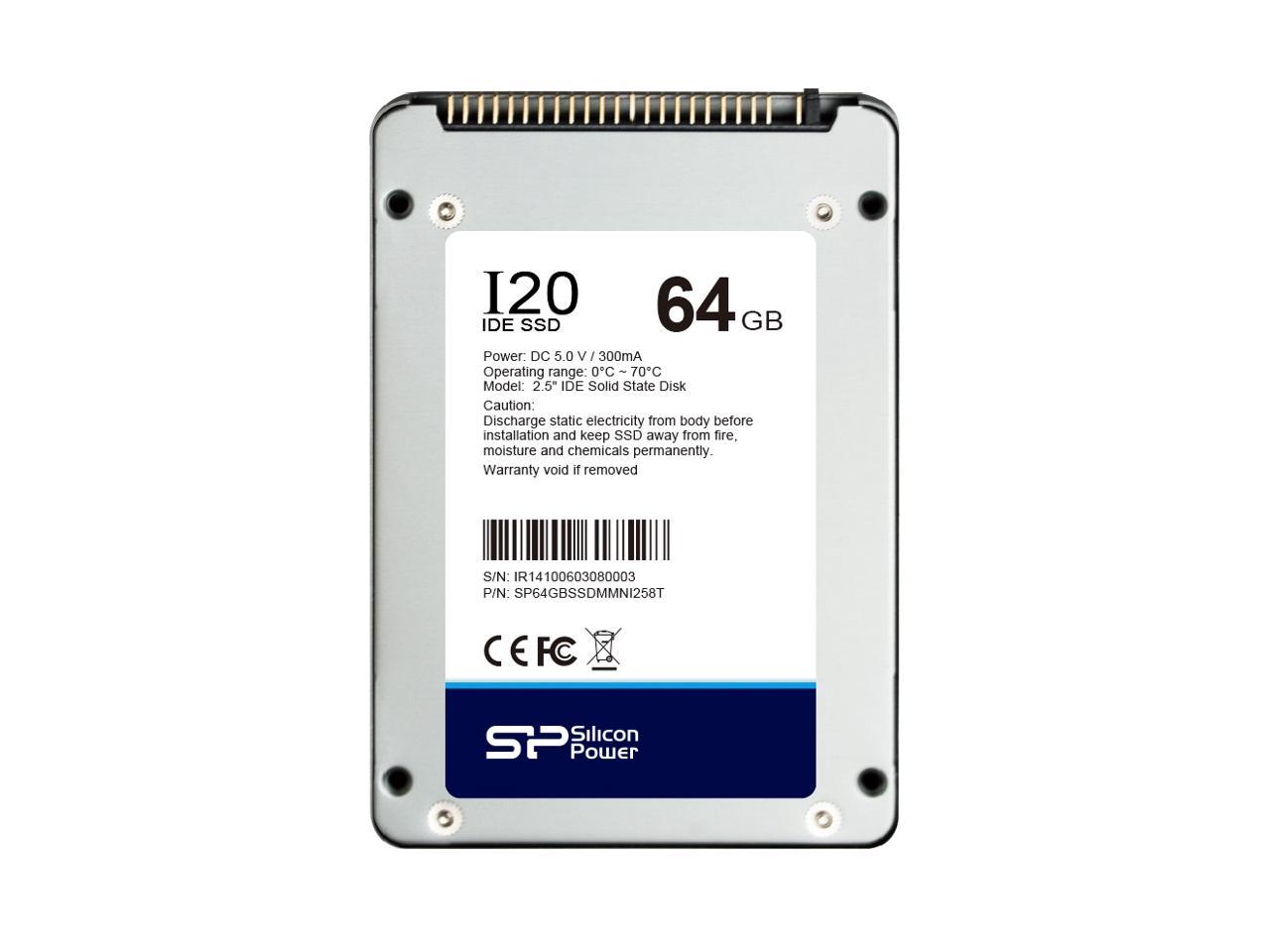 Silicon Power 64GB SSD-I20 2.5-inch IDE/PATA 9mm, Toshiba 19nm MLC Flash SSD Solid State Disk Model SP064GBSSDMMNI258T
