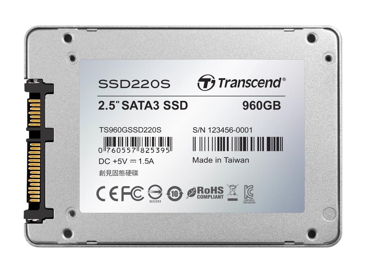 Transcend SSD220S 2.5" 960GB SATA III TLC Internal Solid State Drive (SSD) TS960GSSD220S
