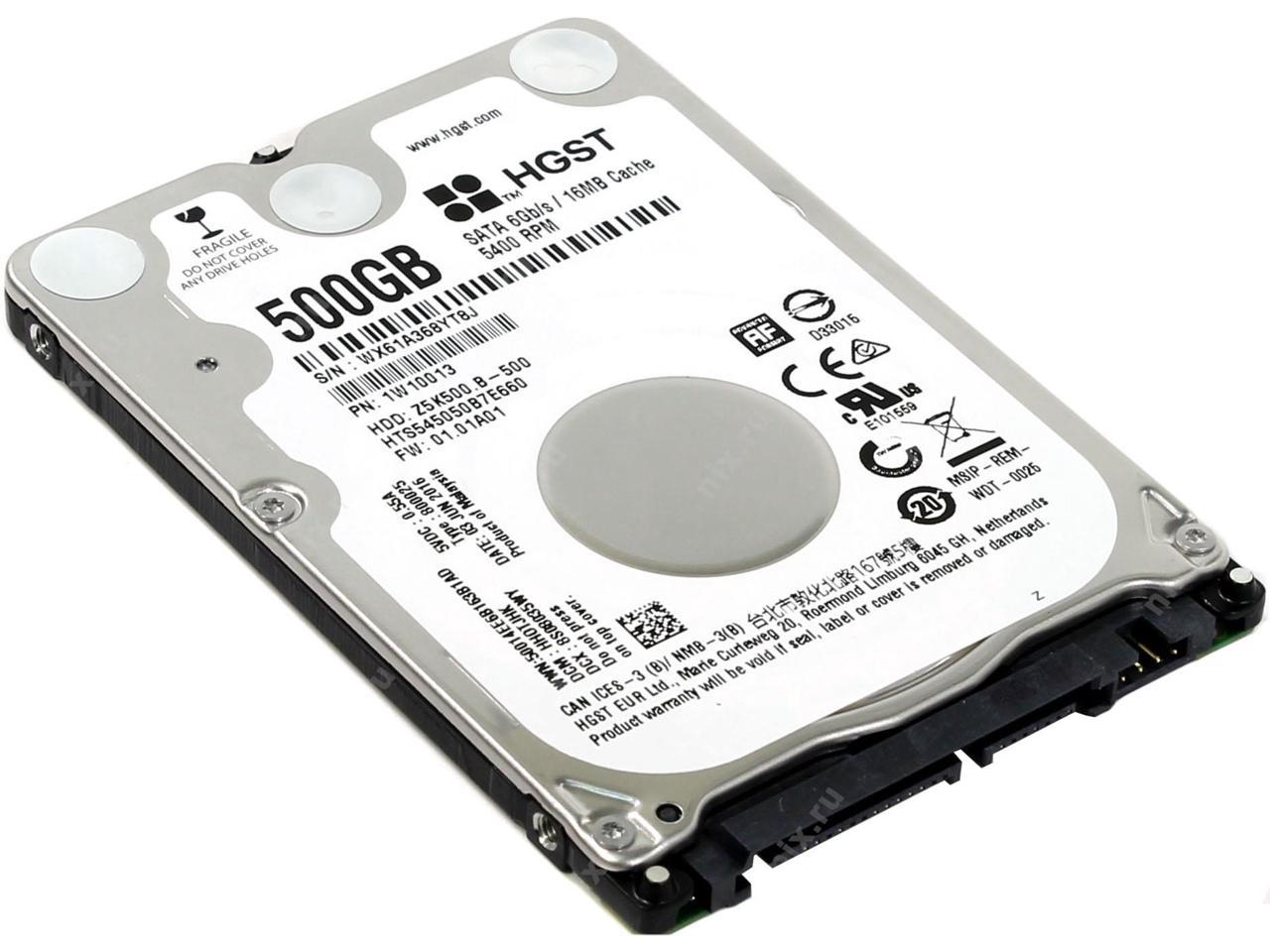HGST 500GB Travelstar Z5K500.B 2.5-inch SATA III 5400 RPM, 16MB Cache Hard Disk Drive Model HTS545050B7E660