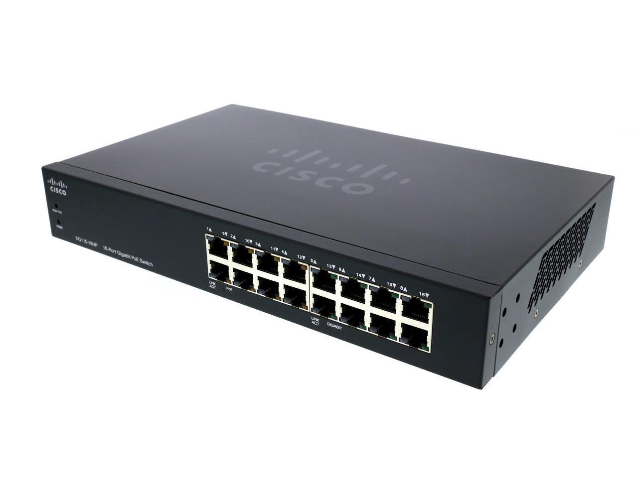 CISCO 16Port PoE 2 Layer Supported Unmanaged Gigabit Switch Model SG110-16HP-NA