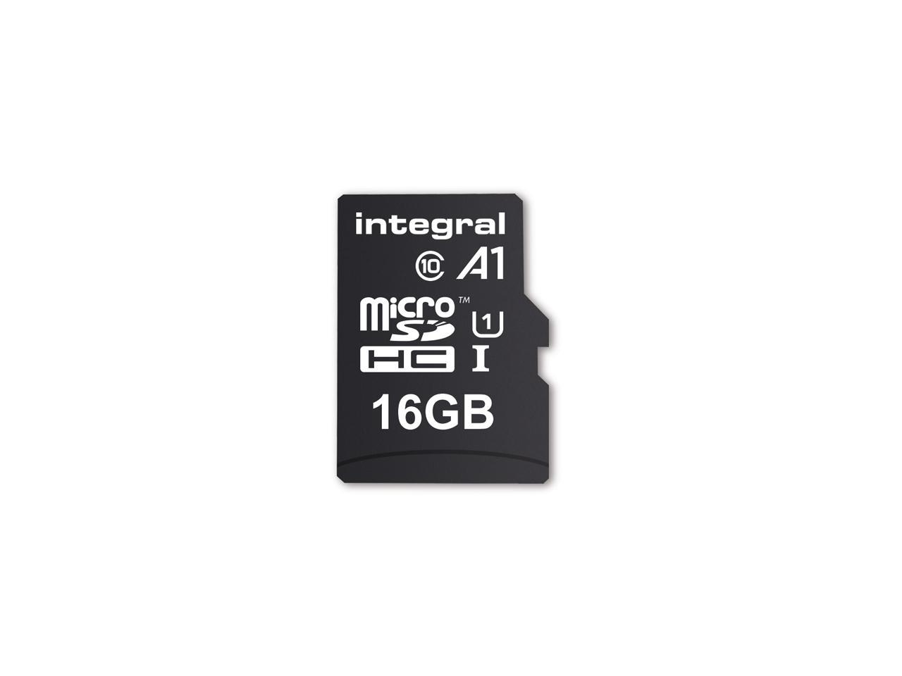Integral 16GB A1 App Performance microSDHC CL10/UHS-I for Android Tablets/Phones Memory Card Model INMSDH16G10-A1