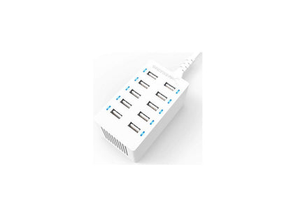 Sabrent Desktop Smart USB Rapid Charger 60 Watt (12 Amp) 10 Port - White Model SABAXTPCSW