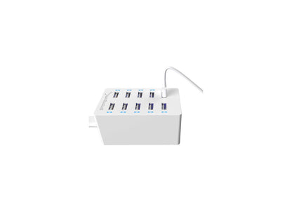 Sabrent Desktop Smart USB Rapid Charger 60 Watt (12 Amp) 10 Port - White Model SABAXTPCSW