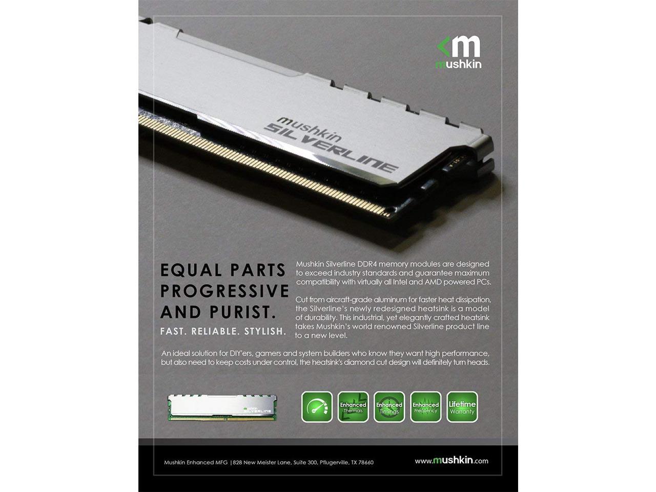 Mushkin Enhanced Silverline 32GB (2 x 16GB) DDR4 2400 (PC4 19200) Desktop Memory Model MSL4U240HF16GX2