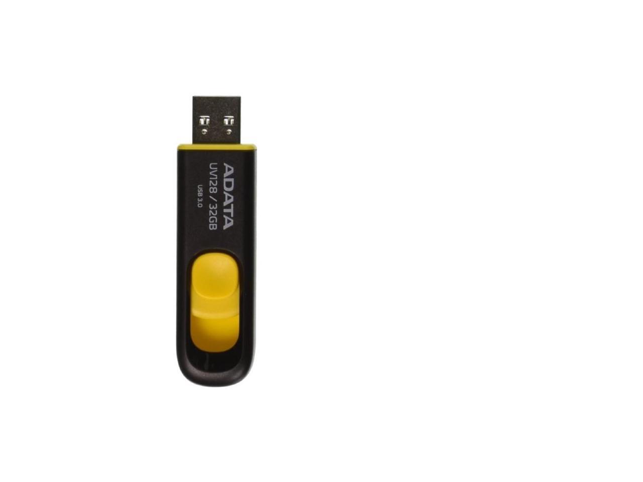 ADATA DashDrive Series UV128 32GB USB 3.0 Flash Drive, Black/yellow(AUV128-32G-RBY)