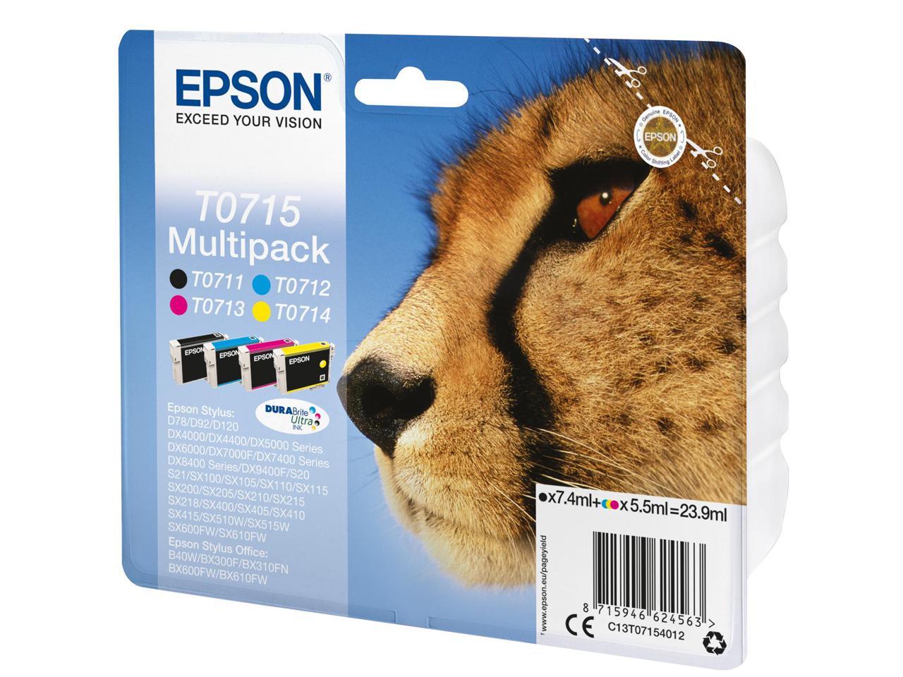 Epson T0715 Black, Yellow, Cyan, Magenta Ink Cartridge