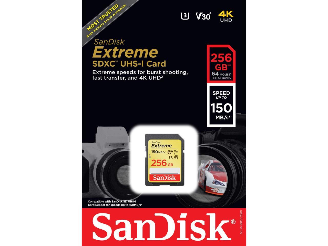 SanDisk 256GB Extreme SDXC V30 UHS-I U3 Memory Card