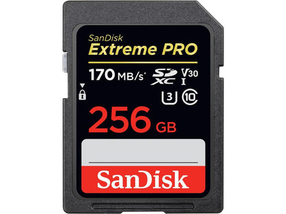 SanDisk - SDSDXXY-256G-ANCIN - SanDisk Extreme PRO 256 GB Class 10/UHS-I (U3) SDXC - 170 MB/s Read - 90 MB/s Write -