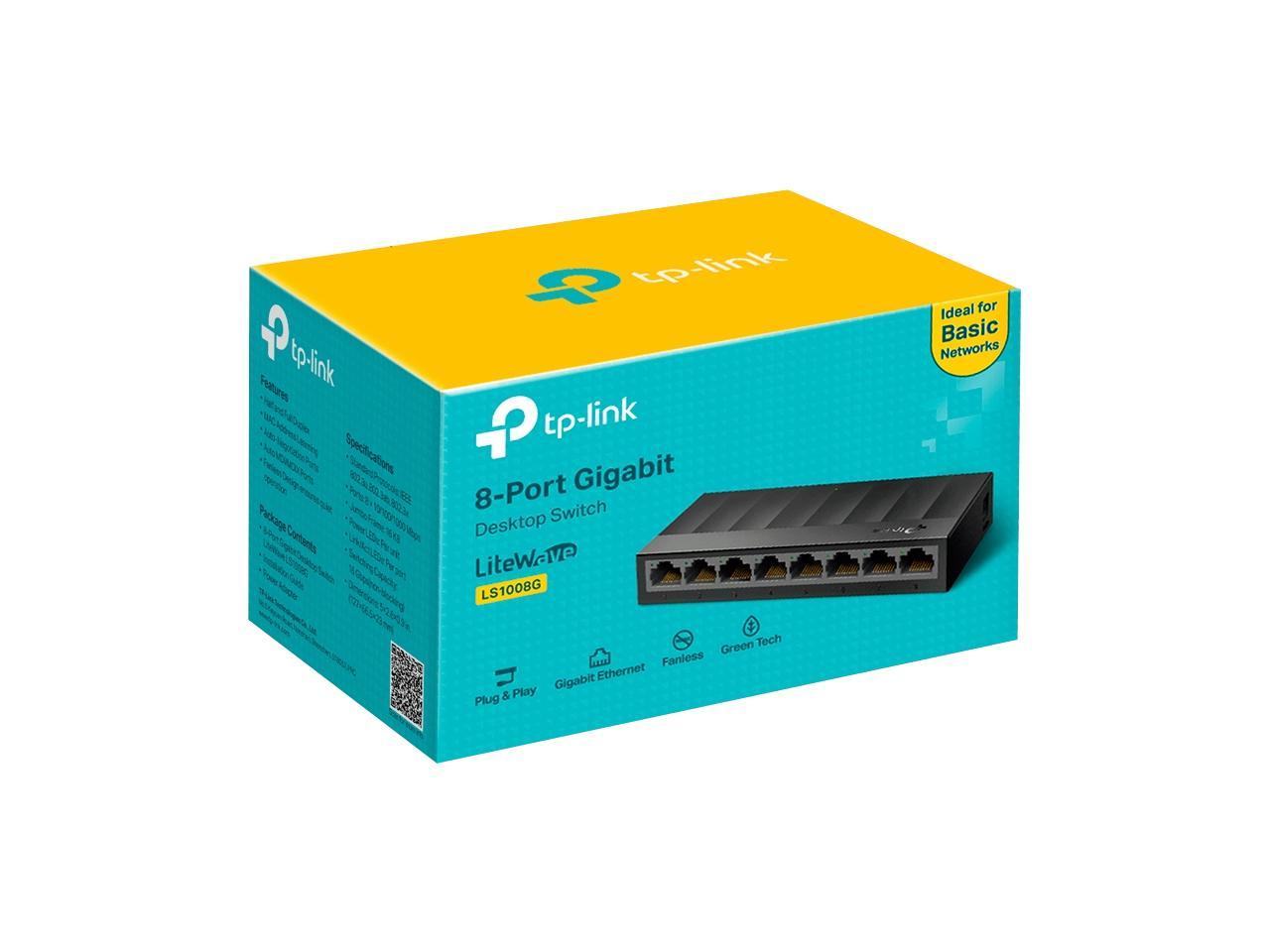 TP-Link LiteWave LS1008G - Switch - unmanaged - 8 x 10/100/1000 - desktop, wall-mountable