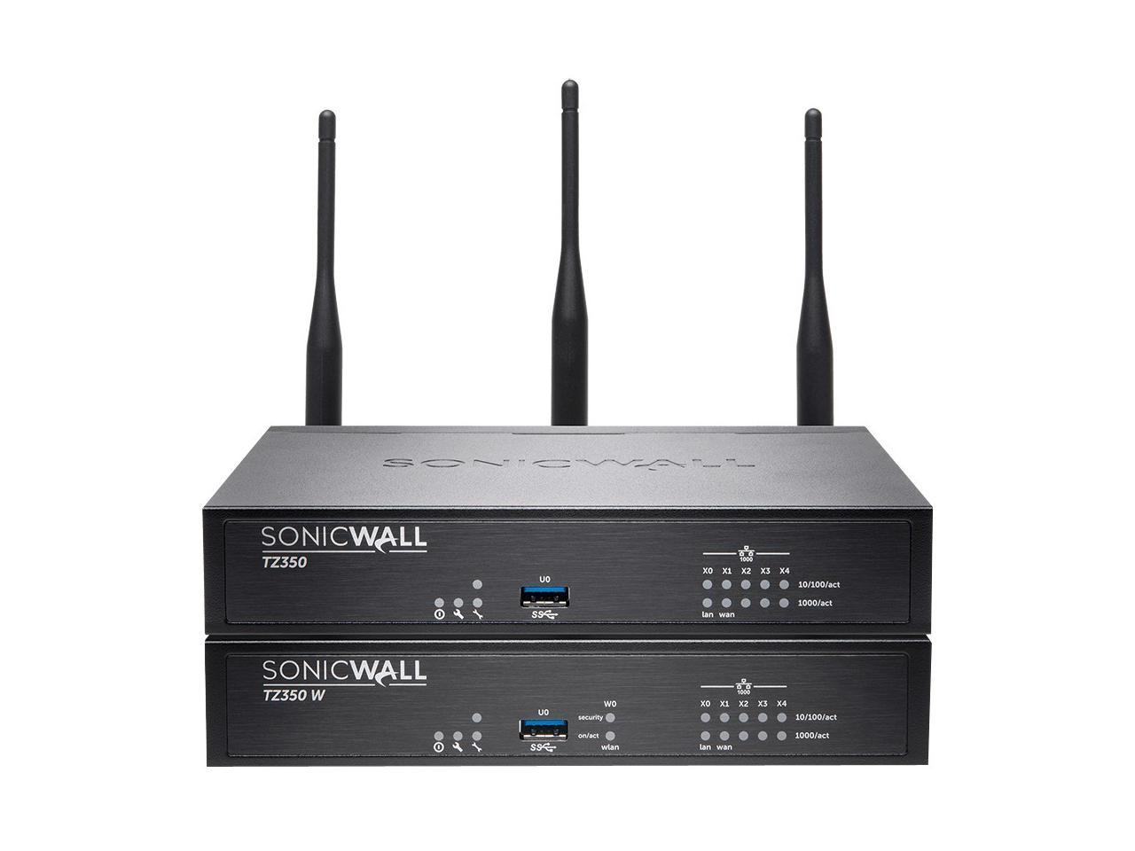 SonicWall TZ350 Network Security/Firewall Appliance - 5 Port - 10/100/1000Base-T - Gigabit Ethernet - Wireless LAN IEEE 802.11ac - DES, 3DES, MD5, SHA-1, AES (128-bit), AES (192-bit), AES (256-bit) -