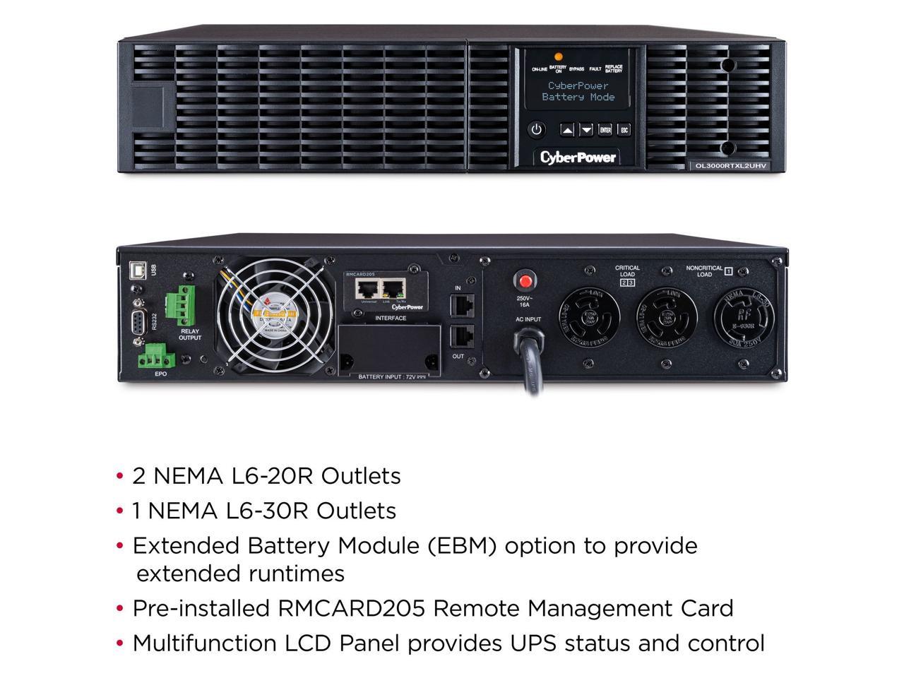 CyberPower Smart App Online OL3000RTXL2UHVN 3KVA Rack/Tower UPS