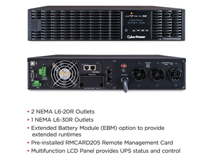 CyberPower Smart App Online OL3000RTXL2UHVN 3KVA Rack/Tower UPS