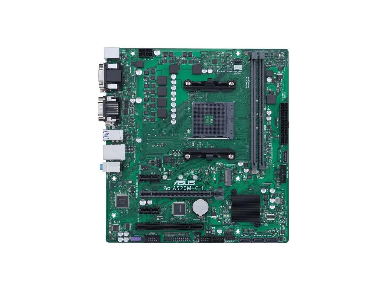 Asus A520M-C II/CSM Desktop Motherboard - AMD Chipset - Socket AM4 - Micro ATX - Ryzen 3, Ryzen 5, Ryzen 7, Ryzen 9, Ryzen 3 PRO, Ryzen 5 Pro, Ryzen 7 PRO, Ryzen 9 PRO Processor Supported DDR4 SDRAM M