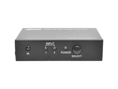 Tripp Lite 2-Port HDMI Switch for Video and Audio, 4K x 2K UHD @ 60 Hz (HDMI F/2xF) with Remote Control (B119-002-UHD)