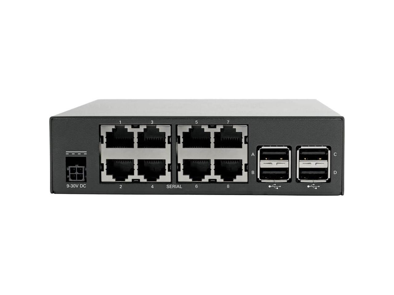 Tripp Lite 8-Port Serial Console Server with Dual GbE NIC, 4Gb Flash and 4 USB Ports (B093-008-2E4U)