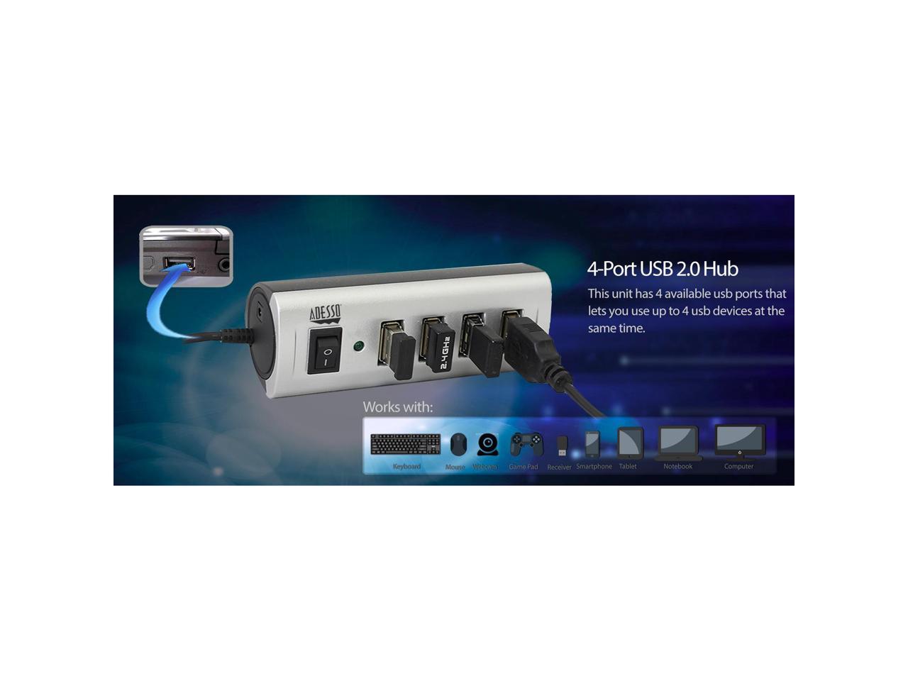 Adesso AUH-2040 4-Port USB 2.0 Hub