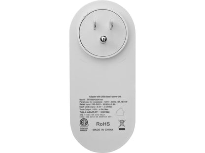 V7 1 Outlet, Rotating Travel Surge 400J w/USB-C - 1 x NEMA 5-15R, 2 x USB - 1875 VA - 400 J - 120 V AC, 230 V AC Input