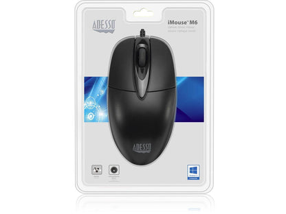 ADESSO iMouseM6 Black 3 Buttons 1 x Wheel USB Wired Optical 1000 dpi Mouse