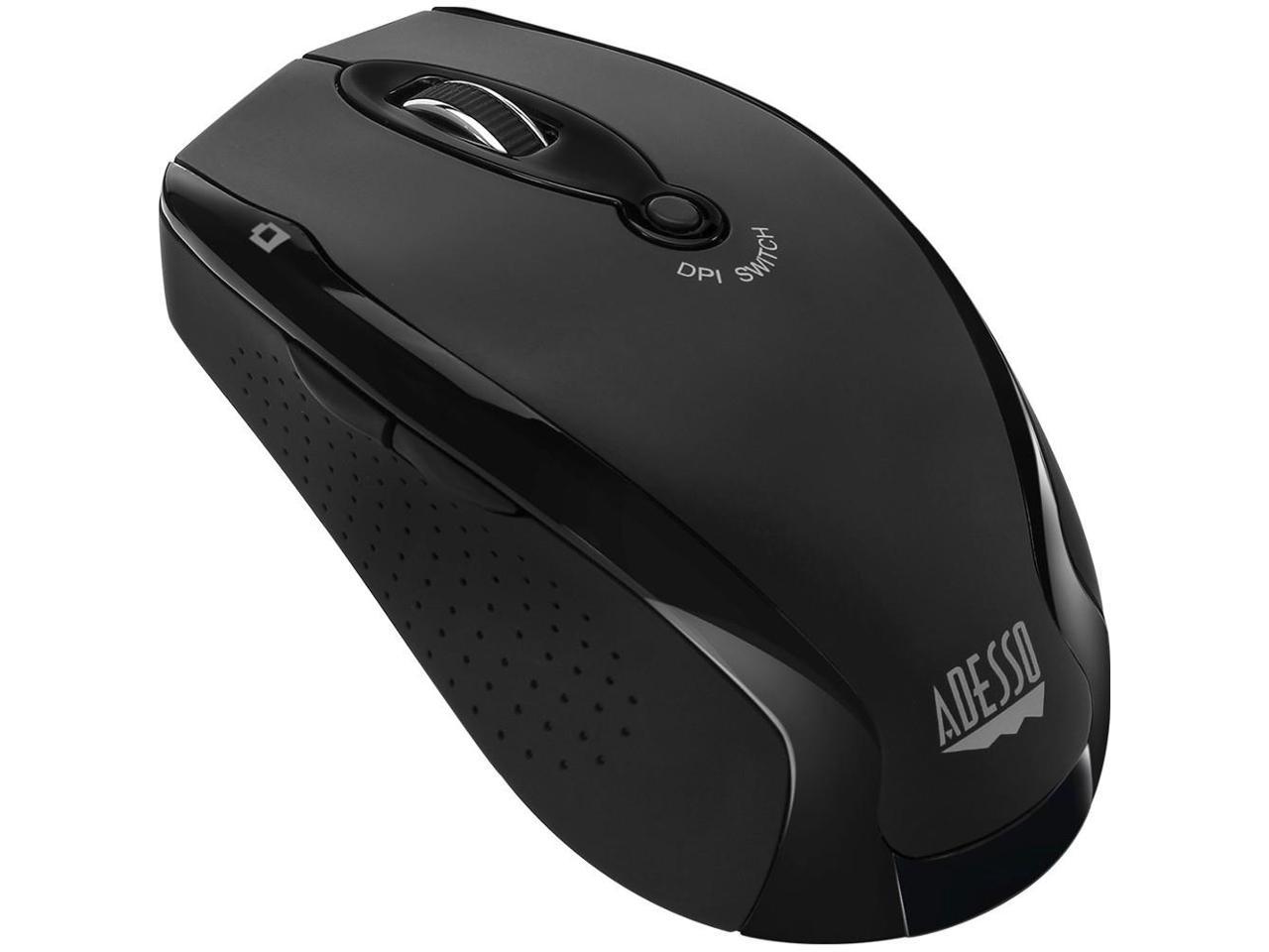 Adesso iMouse M20B - Wireless Ergonomic Optical Mouse - Optical - Wireless - Radio Frequency - Black - USB - 1600 dpi - Scroll Wheel - Right-handed Only