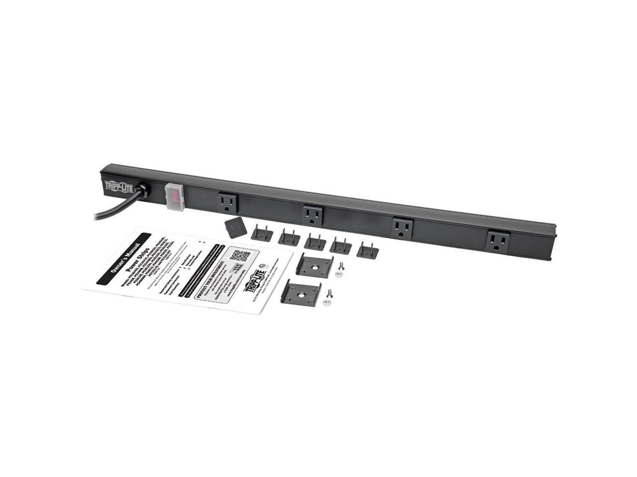 Tripp Lite Power Strip Right-Angle 5-15R 4 Outlet 6ft Cord 5-15P 24in Black