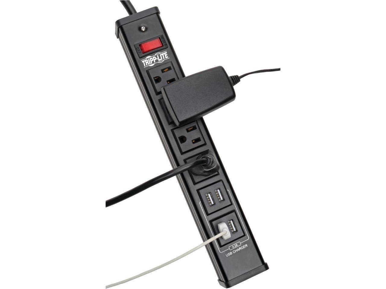 TRIPP LITE TLM446USBB 6.0 Feet 4 Outlets 450 Joules Surge Protector with Metal Housing