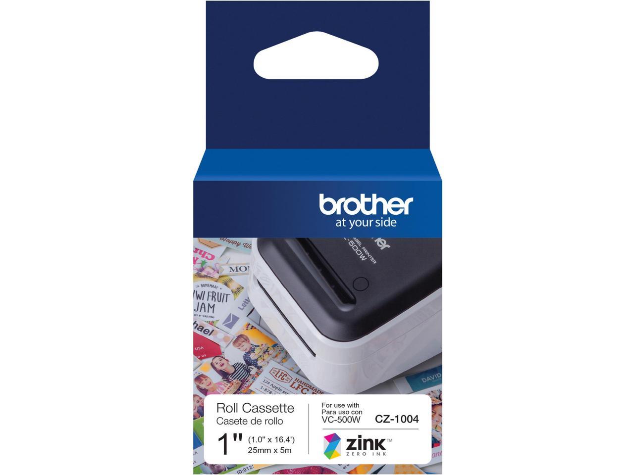Brother Genuine CZ-1004 continuous length 1" (1.0") 25 mm wide x 16.4 ft. (5 m) long label roll featuring ZINK® Zero Ink technology - 1" Width x 16 13/32 ft Length - Zero Ink (Z
