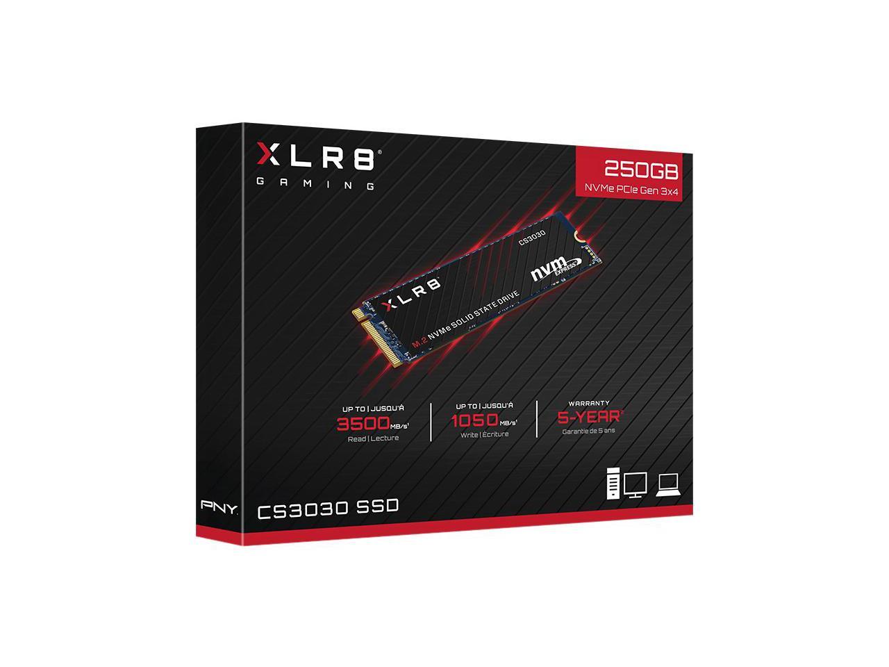 PNY XLR8 CS3030 M.2 2280 250GB PCI-Express 3.0 x4 3D TLC Internal Solid State Drive (SSD) M280CS3030-250-RB