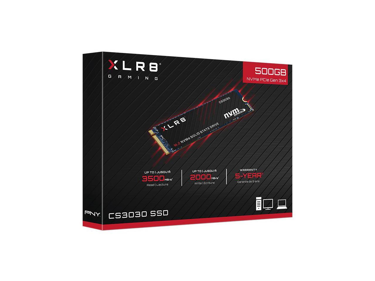 PNY XLR8 CS3030 M.2 2280 500GB PCI-Express 3.0 x4 3D TLC Internal Solid State Drive (SSD) M280CS3030-500-RB