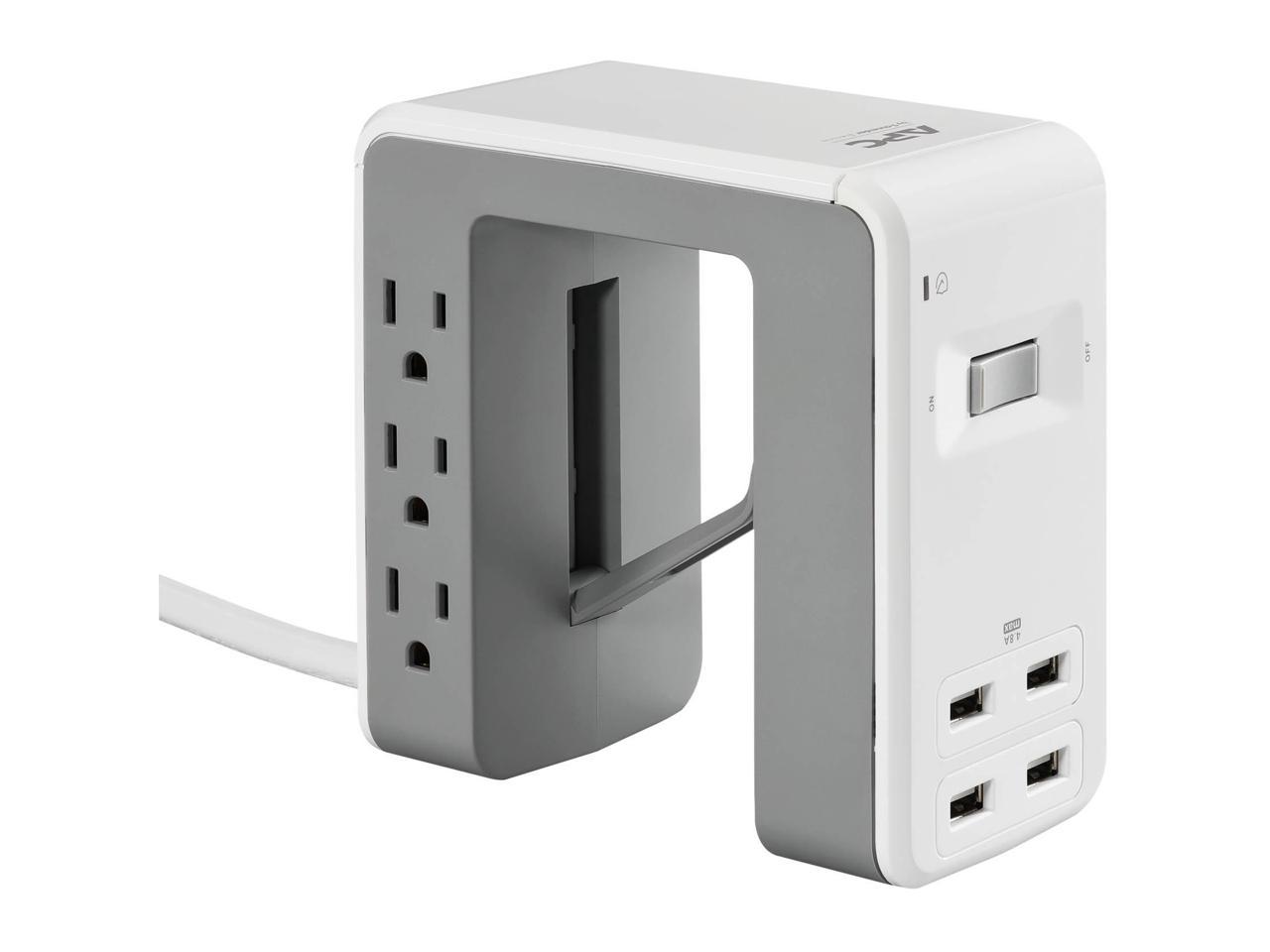 APC Desk Mount Power Station, 6 Outlet U-Shaped Surge Protector, 1080 Joule of Surge Protection with 4 USB A Charging Ports (PE6U4W)