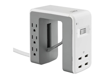 APC Desk Mount Power Station, 6 Outlet U-Shaped Surge Protector, 1080 Joule of Surge Protection with 4 USB A Charging Ports (PE6U4W)