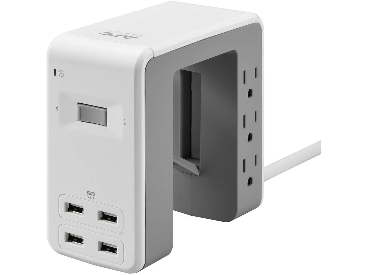 APC Desk Mount Power Station, 6 Outlet U-Shaped Surge Protector, 1080 Joule of Surge Protection with 4 USB A Charging Ports (PE6U4W)