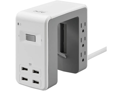APC Desk Mount Power Station, 6 Outlet U-Shaped Surge Protector, 1080 Joule of Surge Protection with 4 USB A Charging Ports (PE6U4W)