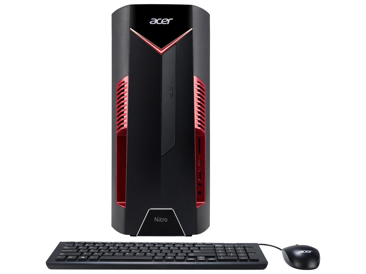 Acer Nitro N50-600 Gaming Desktop Computer - Core i5 i5-9400F - 8 GB RAM - 512 GB SSD - Windows 10 Home 64-bit - NVIDIA GeForce GTX 1650 4 GB - DVD-Writer - Gigabit Ethernet - Wireless LAN