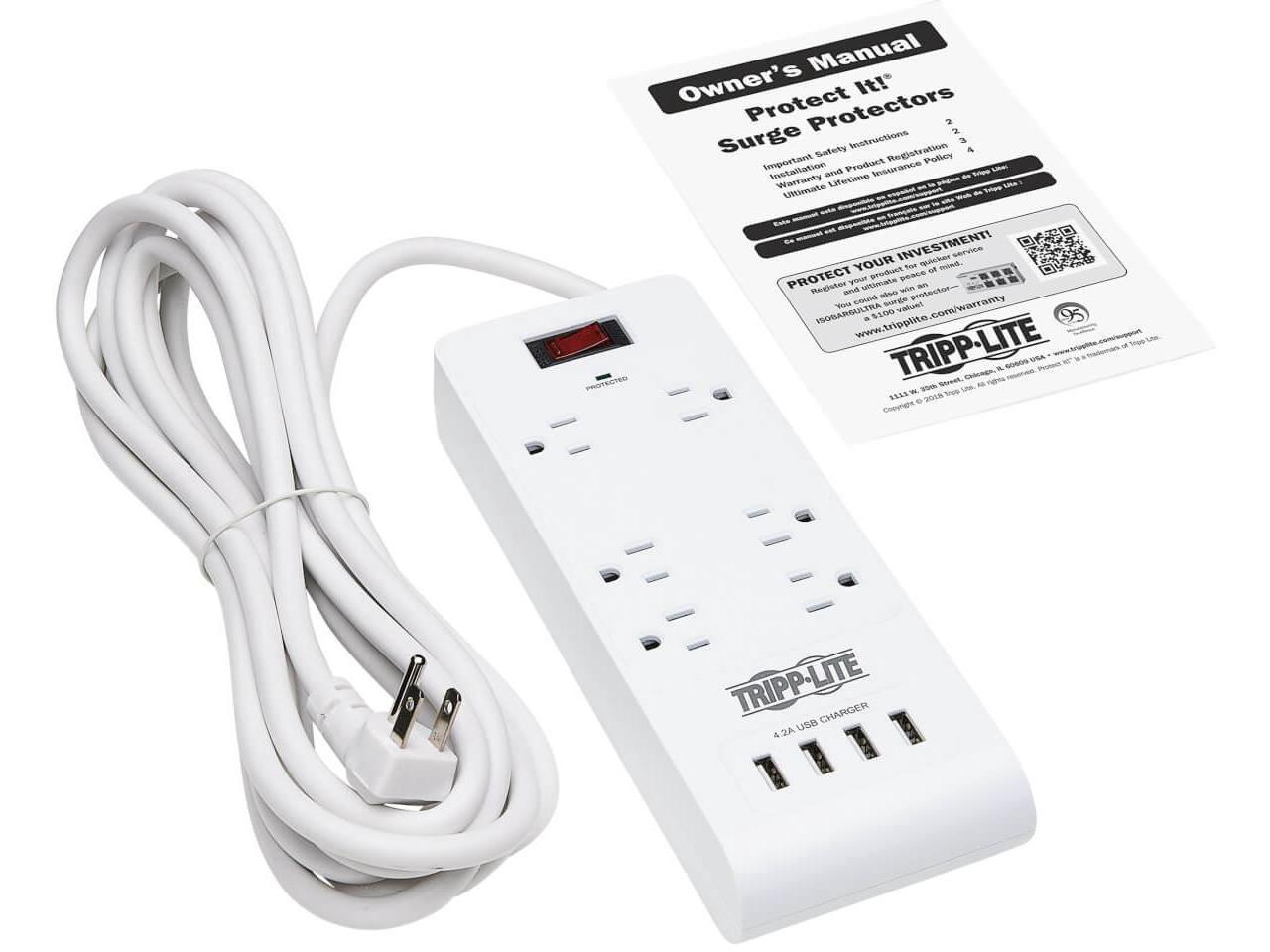 Tripp Lite TLP64USBRA15 6-Outlet Surge Suppressor/Protector