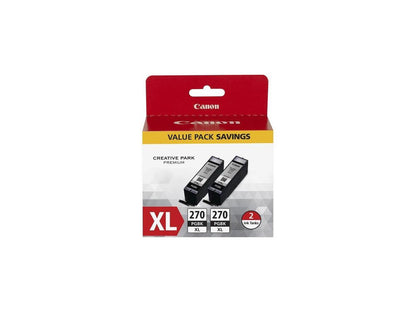 Canon PGI-270 XL High Yield Ink Cartridge - Dual Pack - Pigmented Black