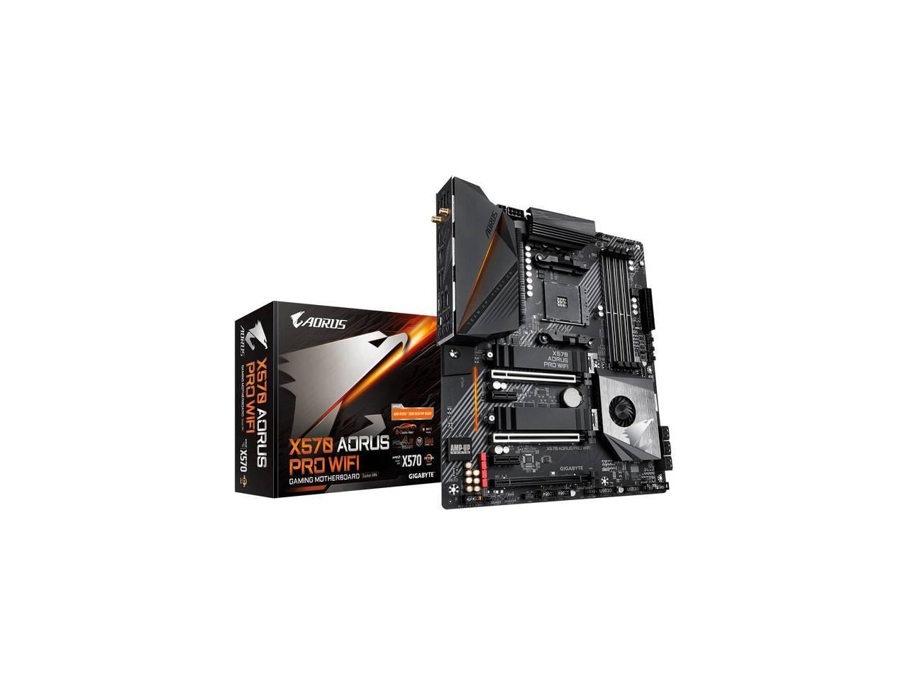 GIGABYTE X570 AORUS PRO WIFI X570 AORUS PRO WIFI Socket AM4/ AMD X570/ DDR4/ QUAD CROSSFIRE and SLI/ PCIE 4.0/ SATA3 and USB3.2/ M.2/ A and GbE/ WIFI / BLUETOOTH/ ATX Motherboard