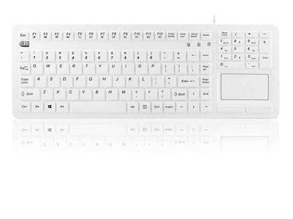 Adesso AKB-270UW SlimTouch Antimicrobial Waterproof USB Compact size Touchpad keyboard, 15.50" x 5.50" x 0.43", great for hospital medical usage. (White)