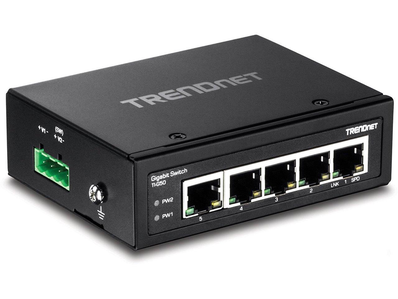 TRENDnet 5-Port Hardened Industrial Gigabit DIN-Rail Switch Limited Lifetime Warranty